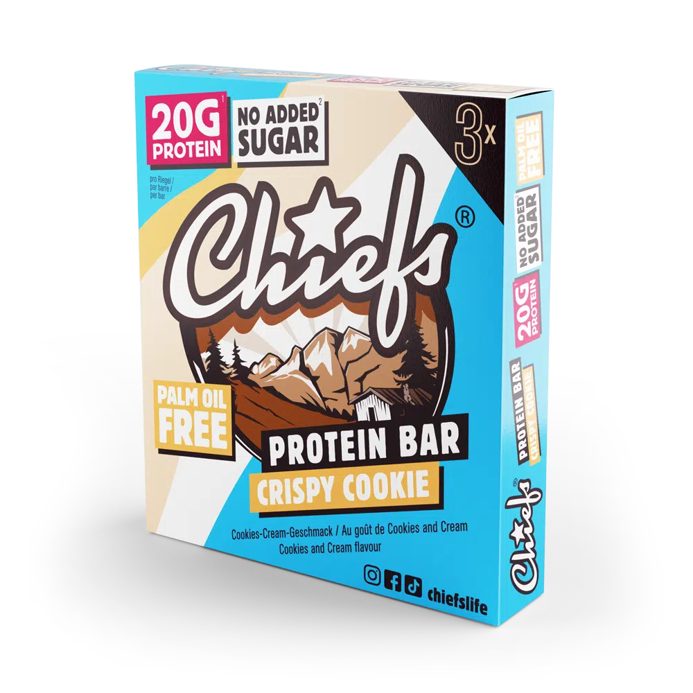 Chiefs Protein Bar Crispy Cookie Trio mit Schatten