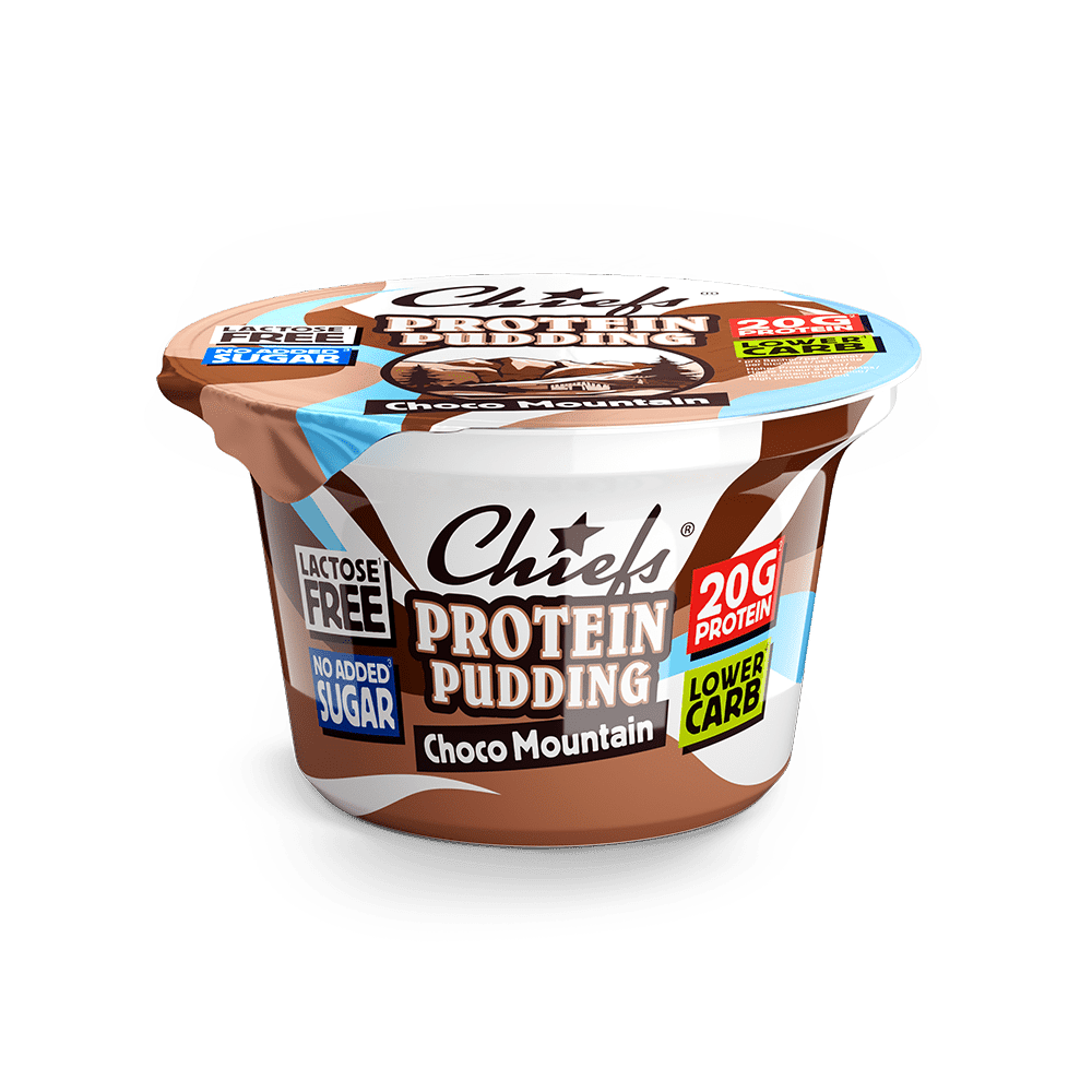 Chiefs Protein Pudding Choco Mountain Frontansicht mit Schatten
