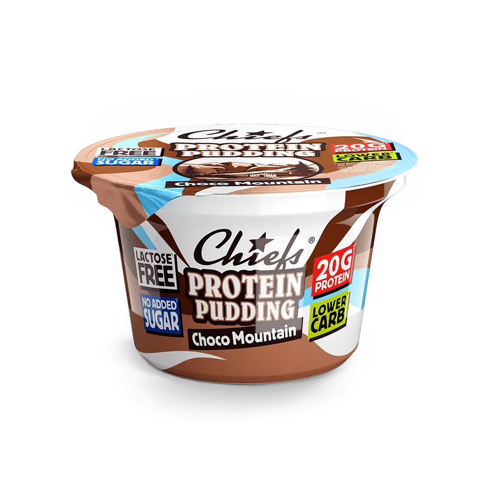Chiefs Protein Pudding Choco Mountain Frontansicht mit Schatten