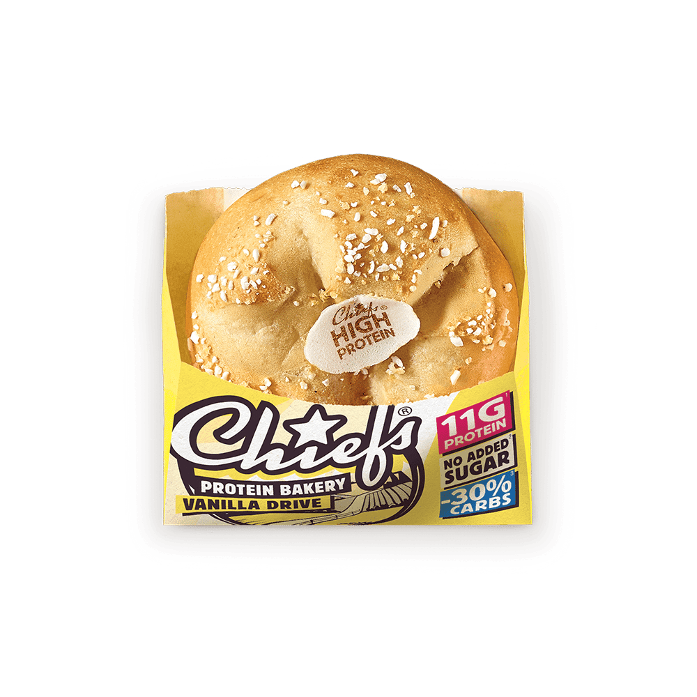 Chiefs Protein Bakery Vanilla Drive Frontansicht mit Schatten