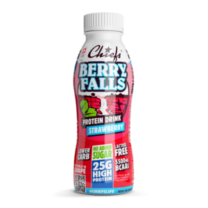 Chiefs Milk Protein Drink Berry Falls Frontansicht mit Schatten