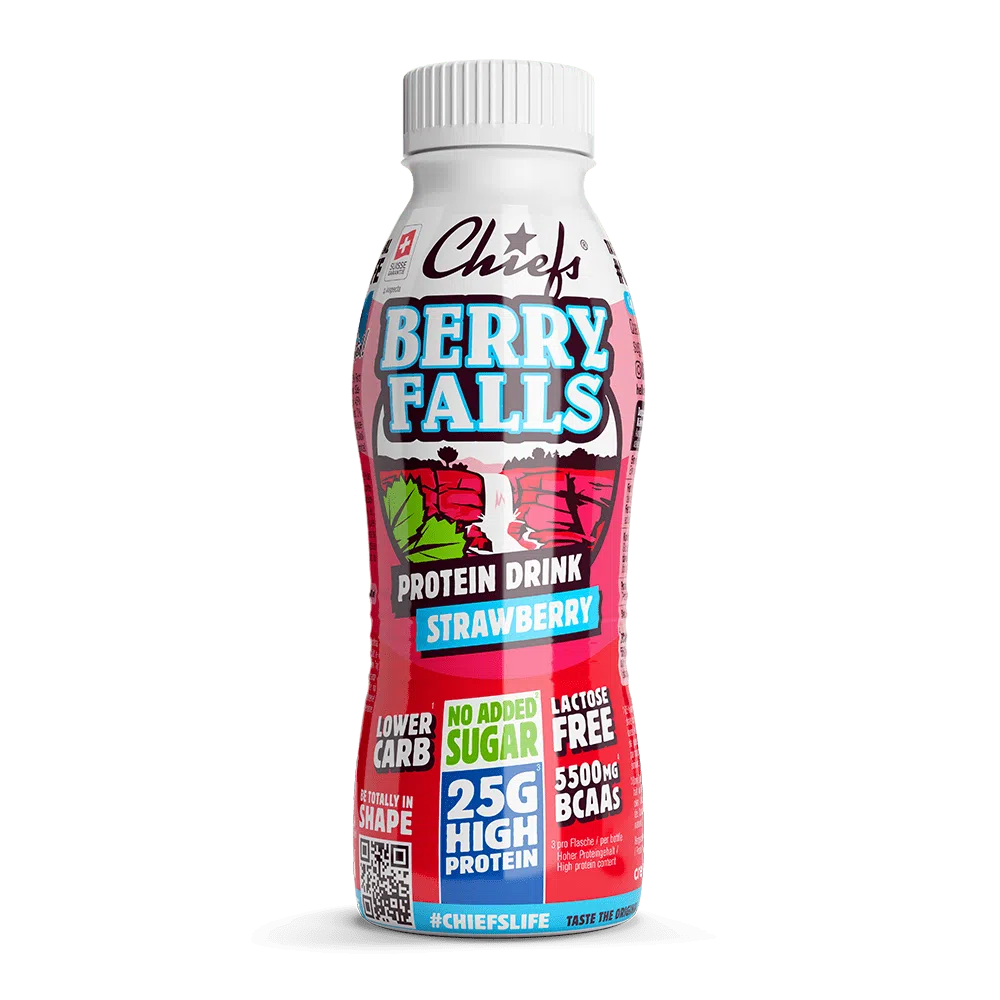 Chiefs Milk Protein Drink Berry Falls Frontansicht mit Schatten