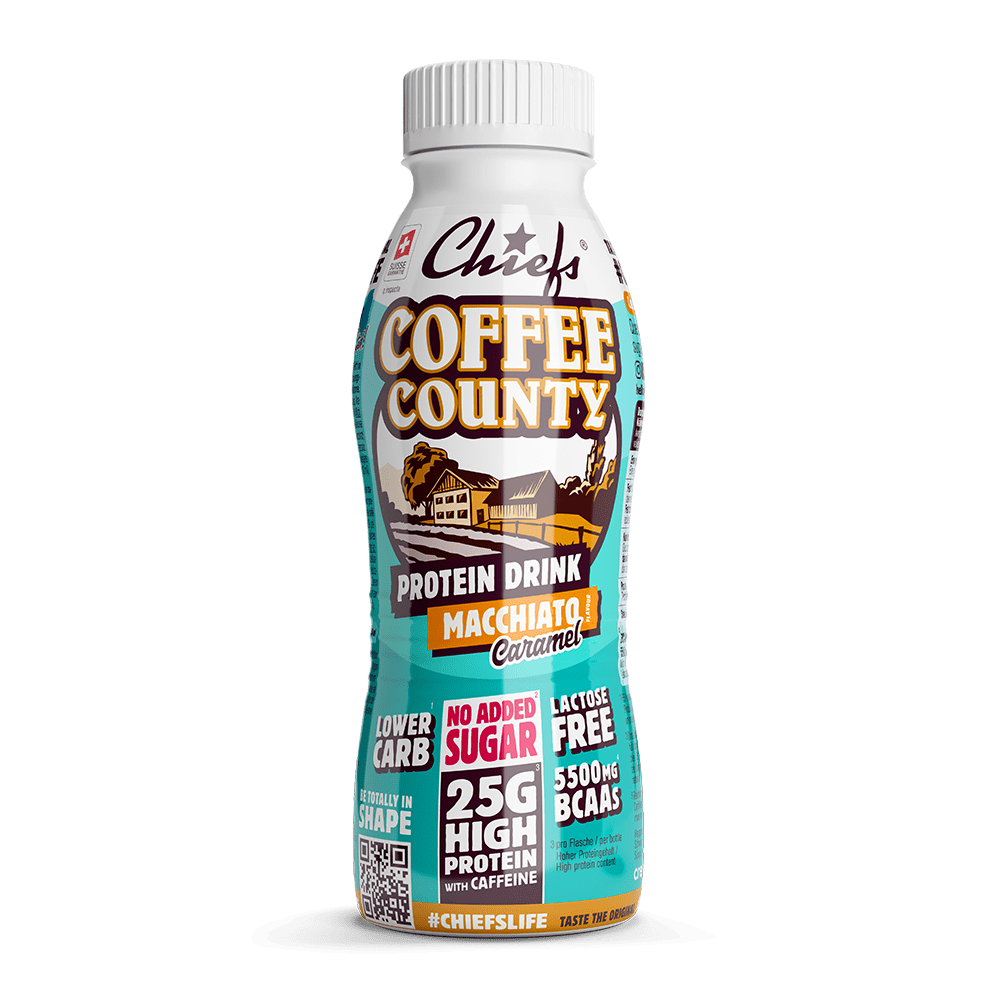 Chiefs Milk Protein Drink Coffee County Frontansicht mit Schatten