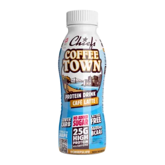 Chiefs Milk Protein Drink Coffee Town Frontansicht mit Schatten