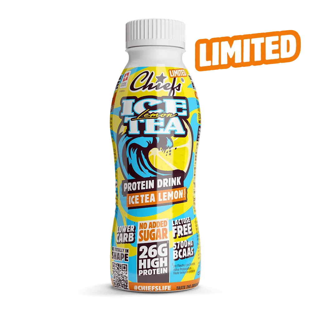 Chiefs Milk Protein Drink Lemon Ice Tea Frontansicht mit Schatten