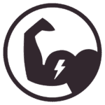 Icon with upper arm and lightning for BCAA content