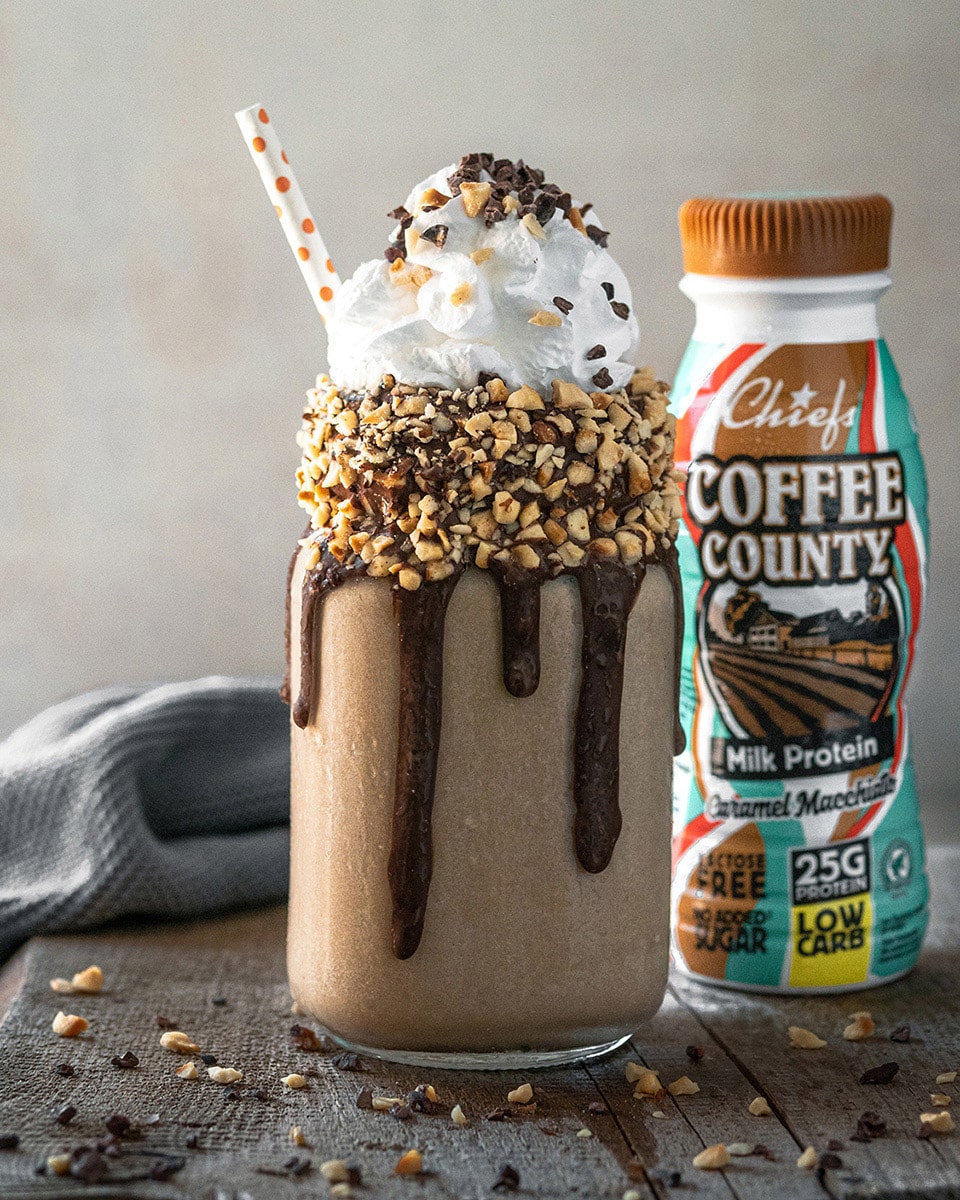 Recipe Peanut Butter Banana Frappe with Milk Protein Drink Coffee County