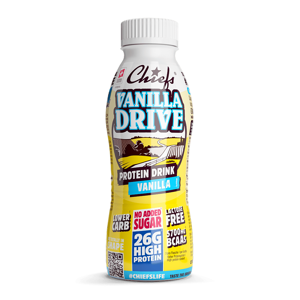 Chiefs Milk Protein Drink Vanilla Drive front view with shadow