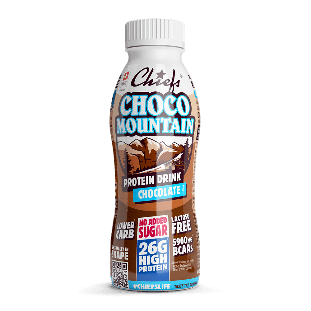Chiefs Milk Protein Drink Choco Mountain vue de face avec ombre