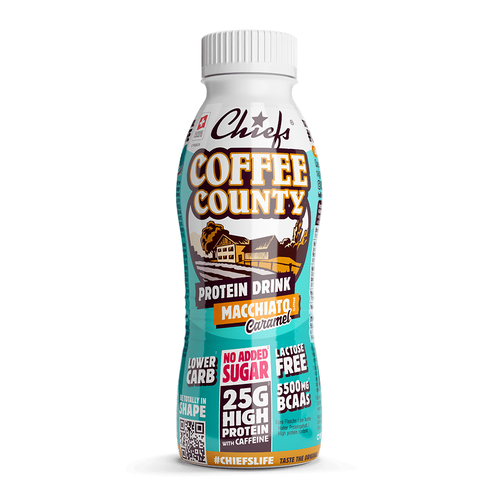 Chiefs Milk Protein Drink Coffee County vue de face avec ombre