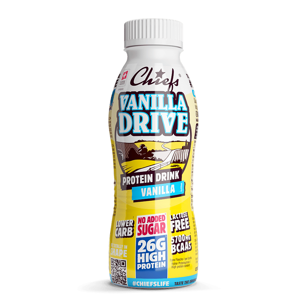 Chiefs Milk Protein Drink Vanilla Drive vue de face avec ombre