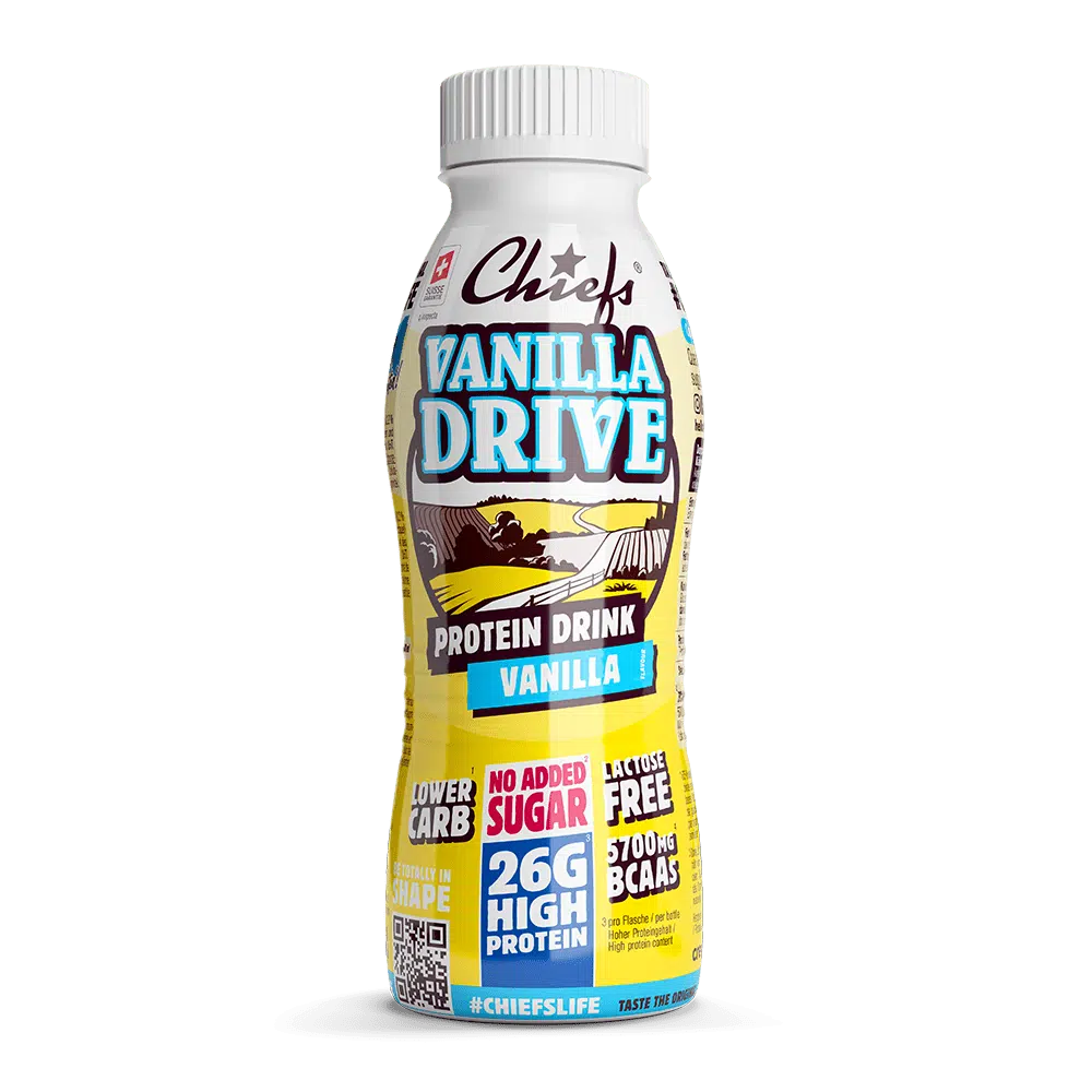 Chiefs Milk Protein Drink Vanilla Drive vue de face avec ombre