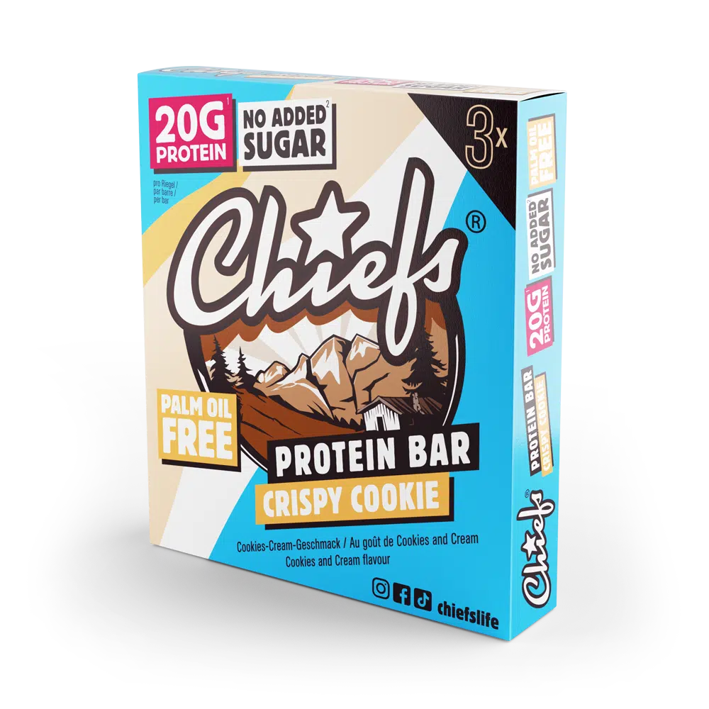 Chiefs Protein Bar Crispy Cookie confezione trio con ombra