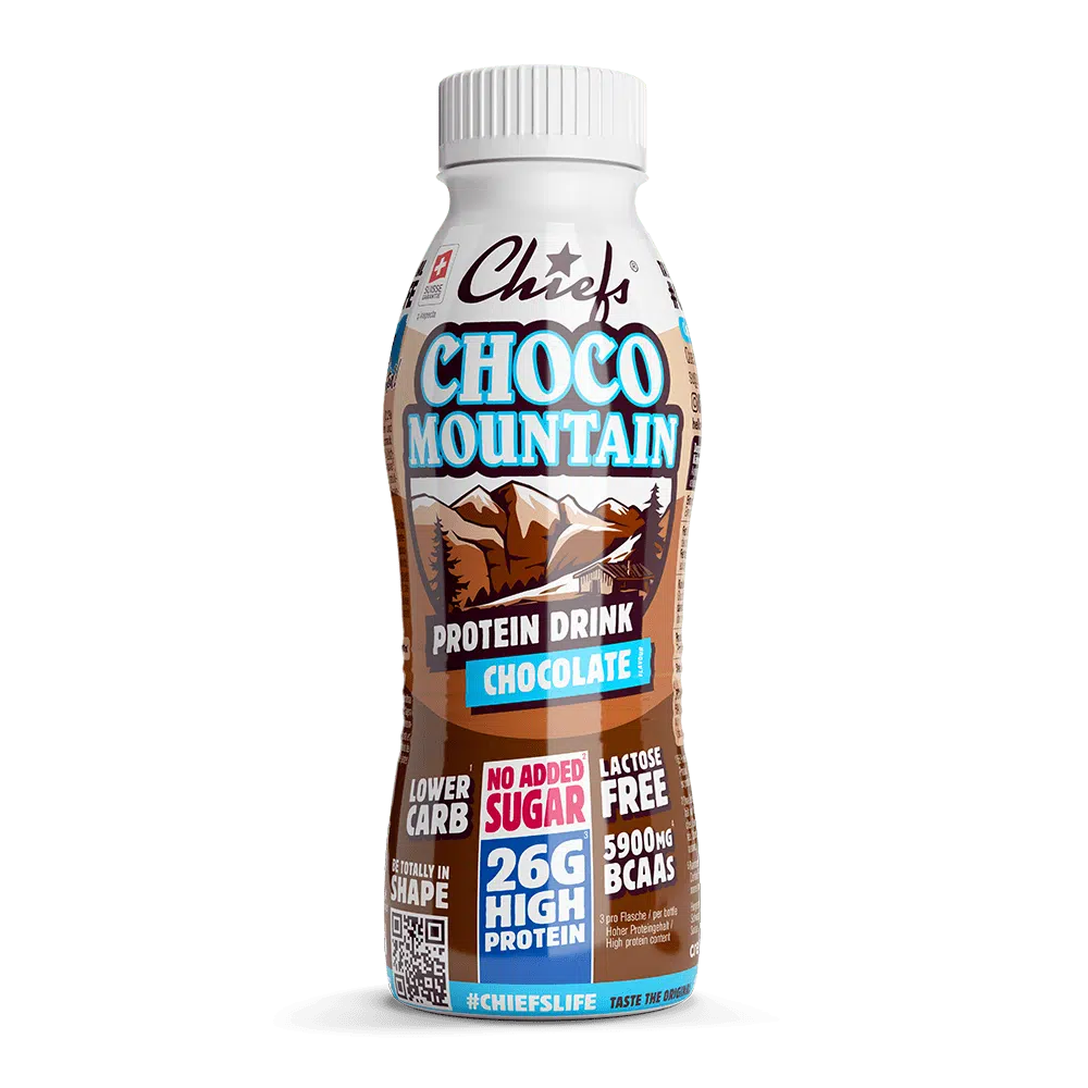Chiefs Milk Protein Drink Choco Mountain vista frontale con ombra